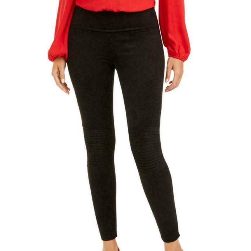 (NWT) Women's INC International Concepts Black Suede Moto Leggings Sizes XS